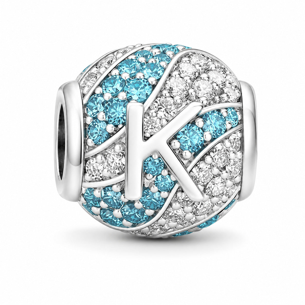 Alphabets Letter K Sterling Silver Charm Hallmarked S925 for Charm Bracelet and Necklace