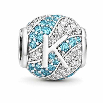 Alphabets Letter K Sterling Silver Charm Hallmarked S925 for Charm Bracelet and Necklace