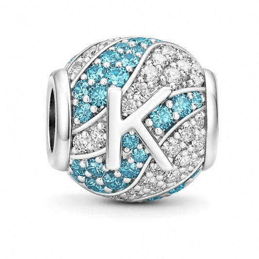 Alphabets Letter K Sterling Silver Charm Hallmarked S925 for Charm Bracelet and Necklace
