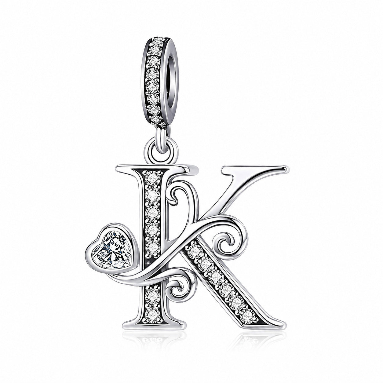 Classic Alphabet Letters A to Z Sterling Silver Dangle Charm Hallmarked S925 for Charm Bracelet and Necklace