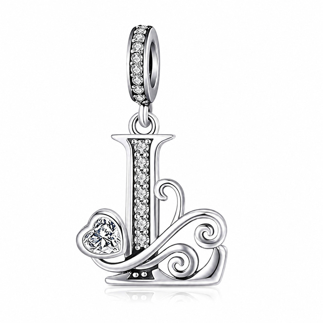 Classic Alphabet Letters A to Z Sterling Silver Dangle Charm Hallmarked S925 for Charm Bracelet and Necklace