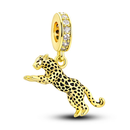 Leopard Dangle Sterling Silver Charm Hallmarked S925 for Charm Bracelet and Necklace