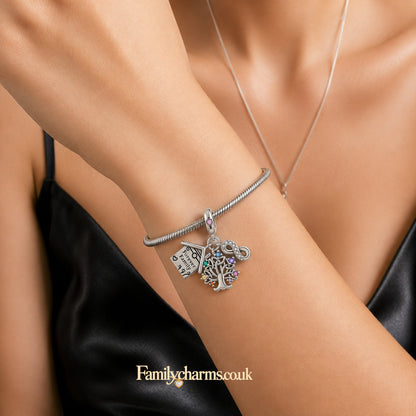 Life Tree Forever Family House Infinity Love Charm Hallmarked S925 for Charm Bracelet and Necklace