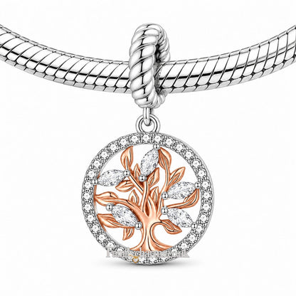Life Tree Hollow Round Pendant Charm Hallmarked S925 for Charm Bracelet and Necklace