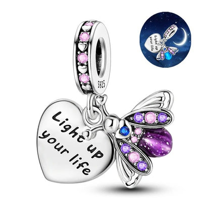 Light Up Your Life Luminous Firefly Sterling Silver Charm Hallmarked S925 for Charm Bracelet and Necklace