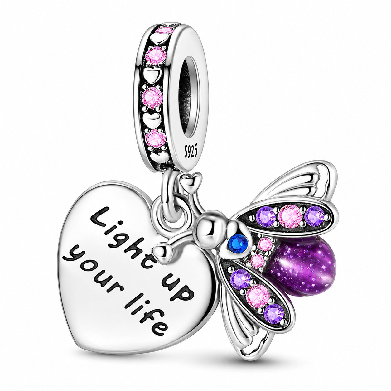 Light Up Your Life Luminous Firefly Sterling Silver Charm Hallmarked S925 for Charm Bracelet and Necklace