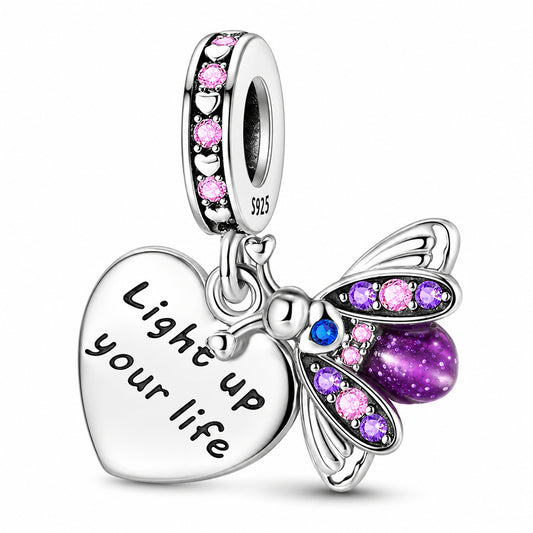 Light Up Your Life Luminous Firefly Sterling Silver Charm Hallmarked S925 for Charm Bracelet and Necklace