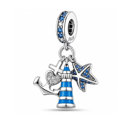 Lighthouse Bead Sterling Silver Charm Hallmarked S925 for Charm Bracelet and Necklace