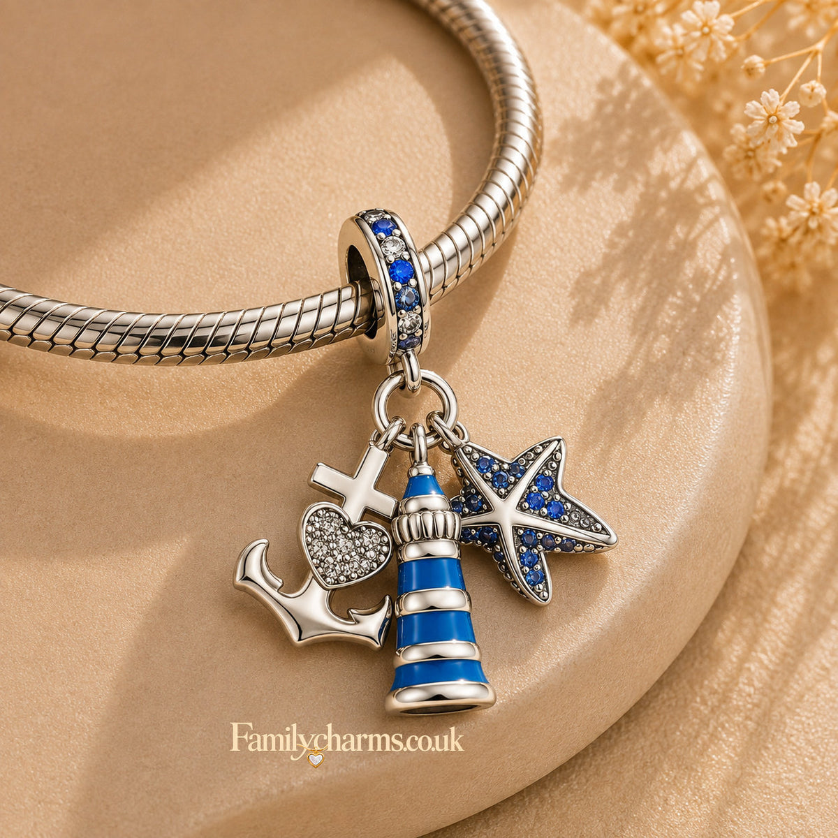 Lighthouse Bead Sterling Silver Charm Hallmarked S925 for Charm Bracelet and Necklace