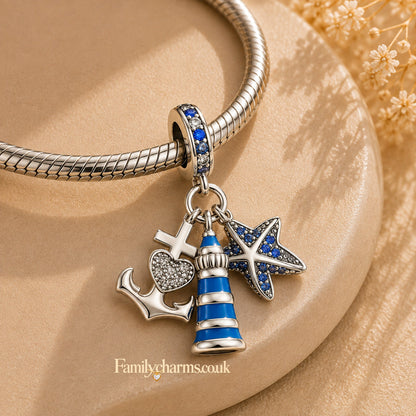 Lighthouse Bead Sterling Silver Charm Hallmarked S925 for Charm Bracelet and Necklace