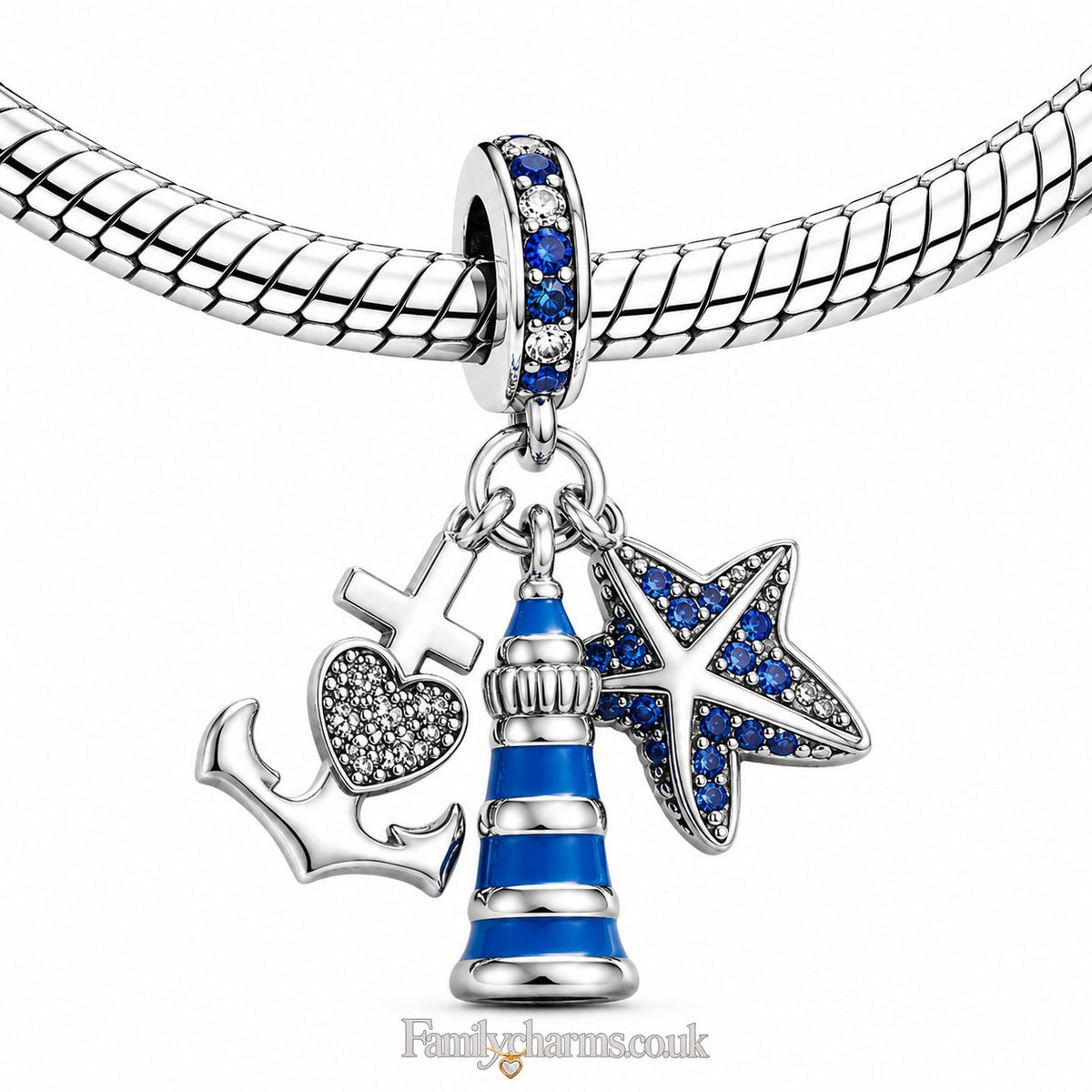 Lighthouse Bead Sterling Silver Charm Hallmarked S925 for Charm Bracelet and Necklace