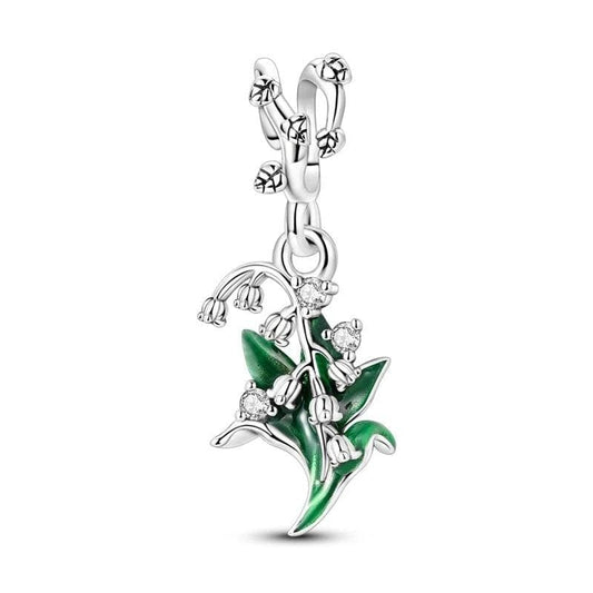 Lily of the Valley Dangle Sterling Silver Charm Hallmarked S925 for Charm Bracelet and Necklace