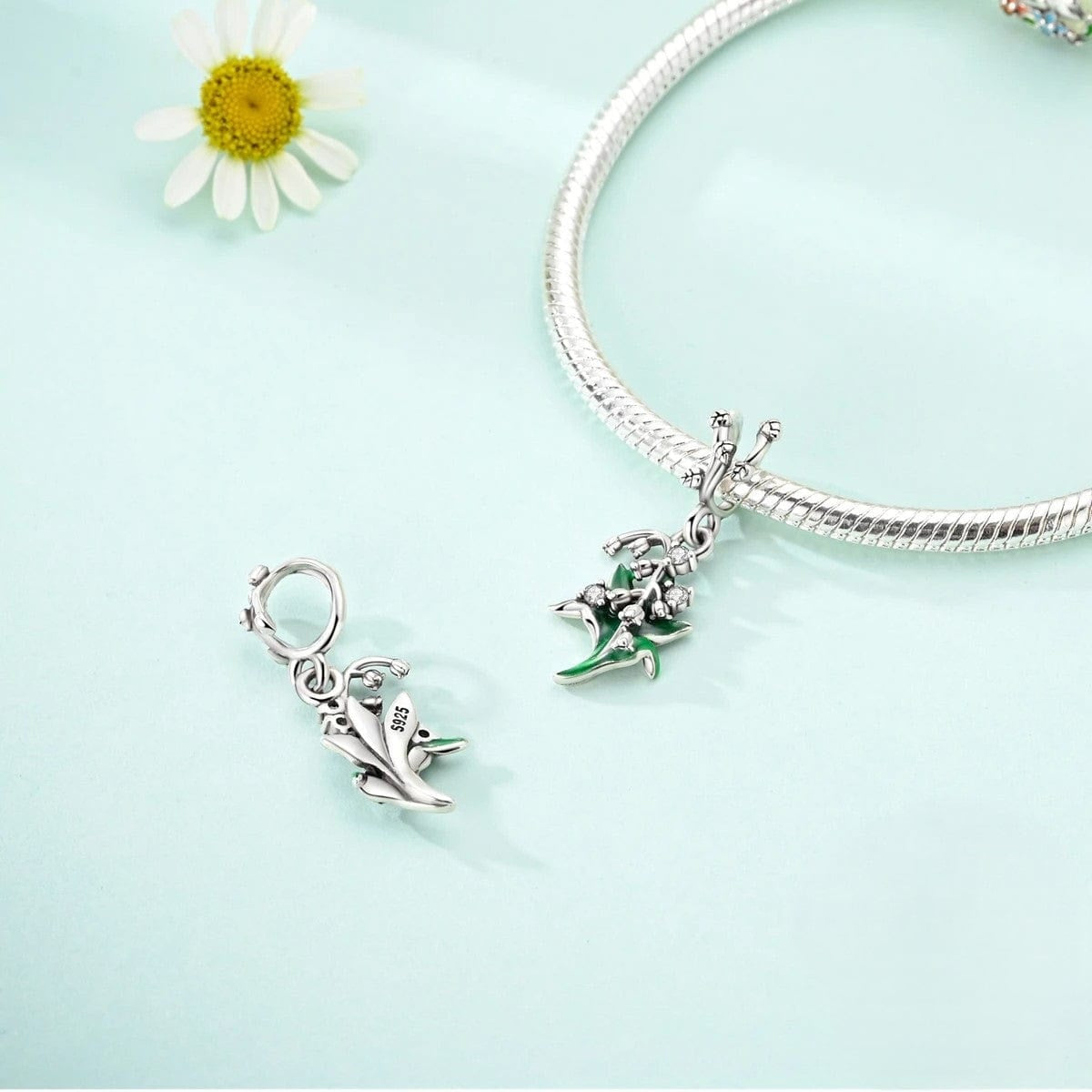 Lily of the Valley Dangle Sterling Silver Charm Hallmarked S925 for Charm Bracelet and Necklace
