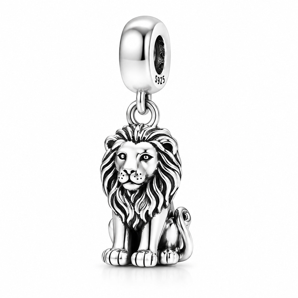 Majestic Lion Sterling Silver Charm Hallmarked S925 for Charm Bracelet and Necklace