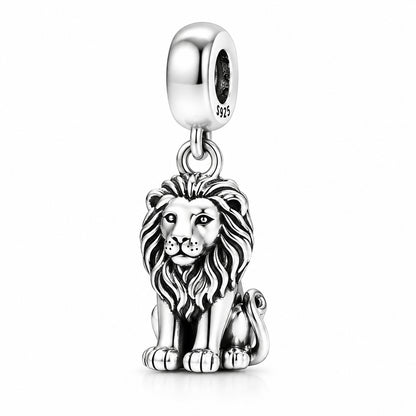 Majestic Lion Sterling Silver Charm Hallmarked S925 for Charm Bracelet and Necklace