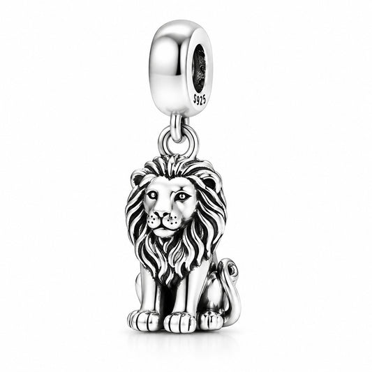 Majestic Lion Sterling Silver Charm Hallmarked S925 for Charm Bracelet and Necklace