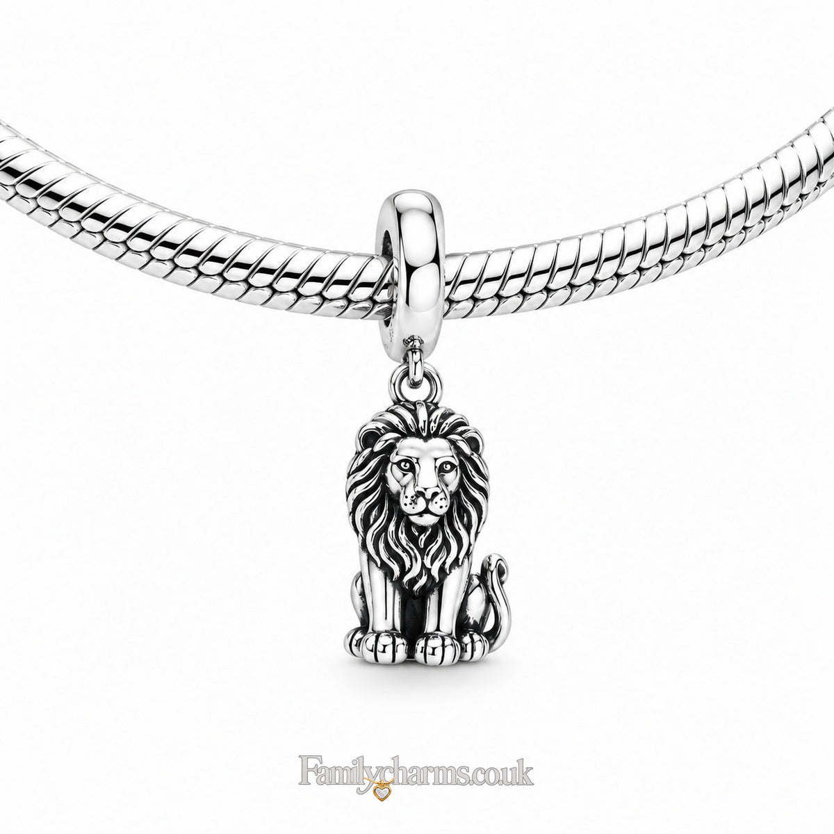 Majestic Lion Sterling Silver Charm Hallmarked S925 for Charm Bracelet and Necklace
