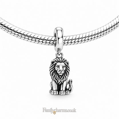 Majestic Lion Sterling Silver Charm Hallmarked S925 for Charm Bracelet and Necklace