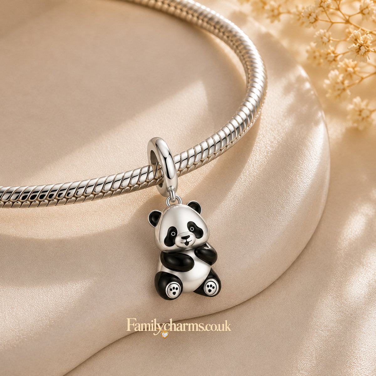 Little Panda Sterling Silver Charm Hallmarked S925 for Charm Bracelet and Necklace