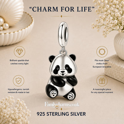 Little Panda Sterling Silver Charm Hallmarked S925 for Charm Bracelet and Necklace