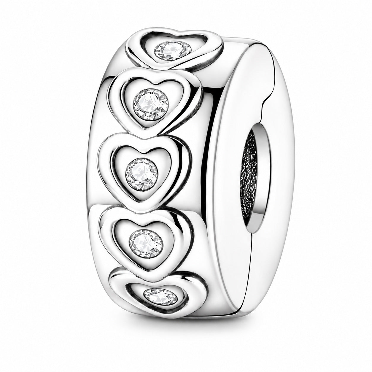 Love Heart Clip Charm Hallmarked S925 for Charm Bracelet and Necklace