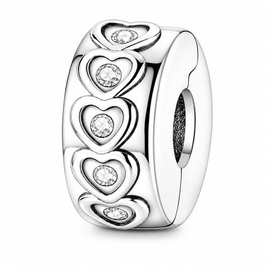 Love Heart Clip Charm Hallmarked S925 for Charm Bracelet and Necklace