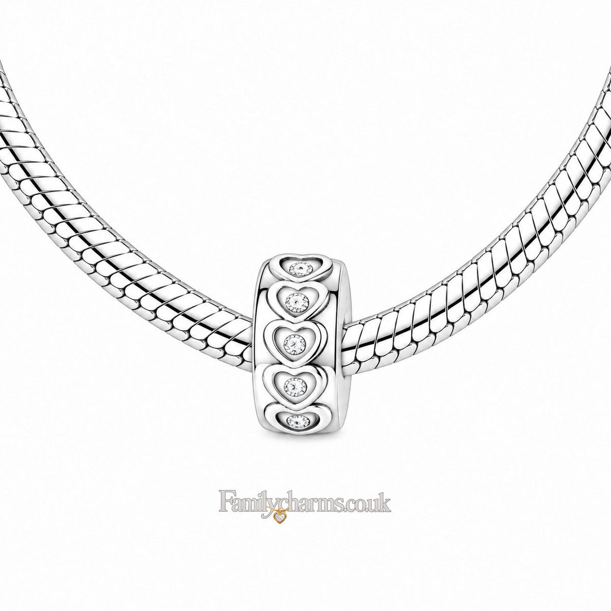 Love Heart Clip Charm Hallmarked S925 for Charm Bracelet and Necklace