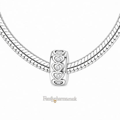 Love Heart Clip Charm Hallmarked S925 for Charm Bracelet and Necklace