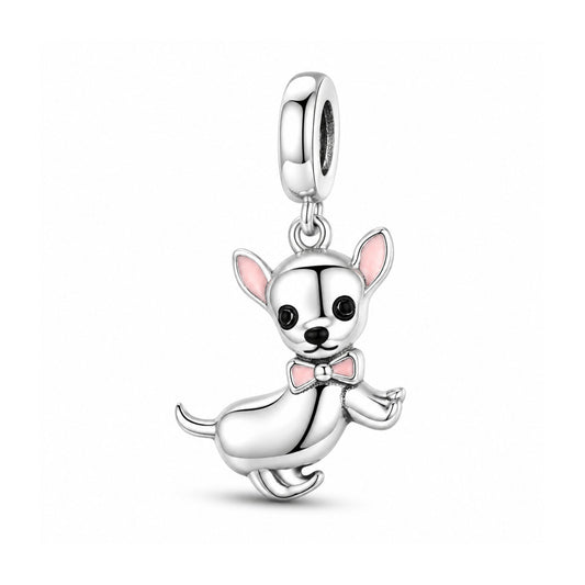 Lovely Chihuahua Sterling Silver Charm Hallmarked S925 for Charm Bracelet and Necklace