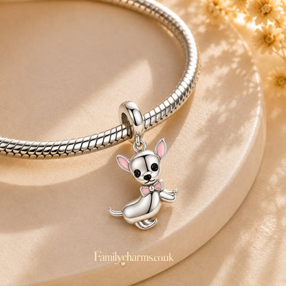 Lovely Chihuahua Sterling Silver Charm Hallmarked S925 for Charm Bracelet and Necklace