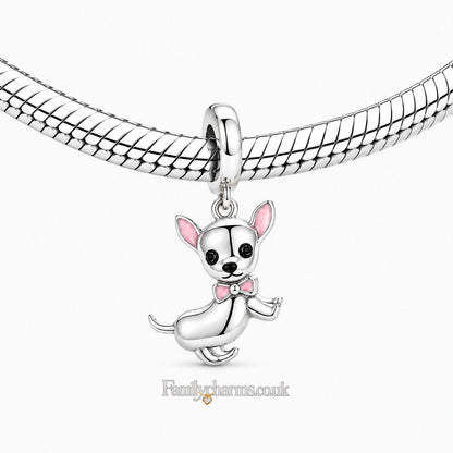 Lovely Chihuahua Sterling Silver Charm Hallmarked S925 for Charm Bracelet and Necklace