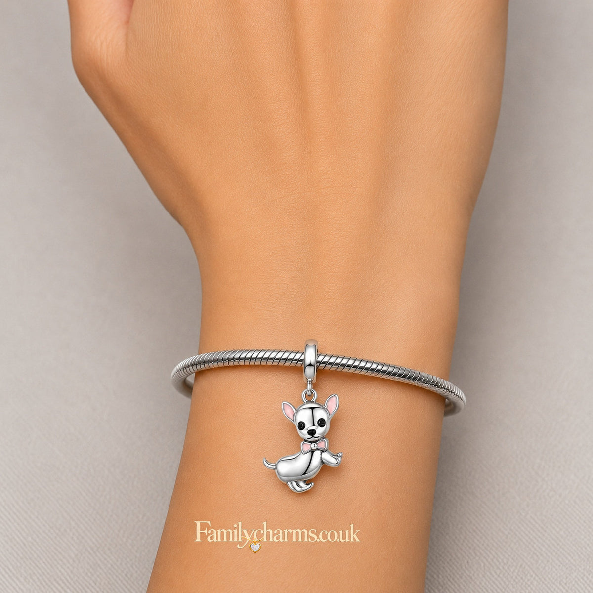 Lovely Chihuahua Sterling Silver Charm Hallmarked S925 for Charm Bracelet and Necklace