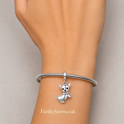 Lovely Chihuahua Sterling Silver Charm Hallmarked S925 for Charm Bracelet and Necklace