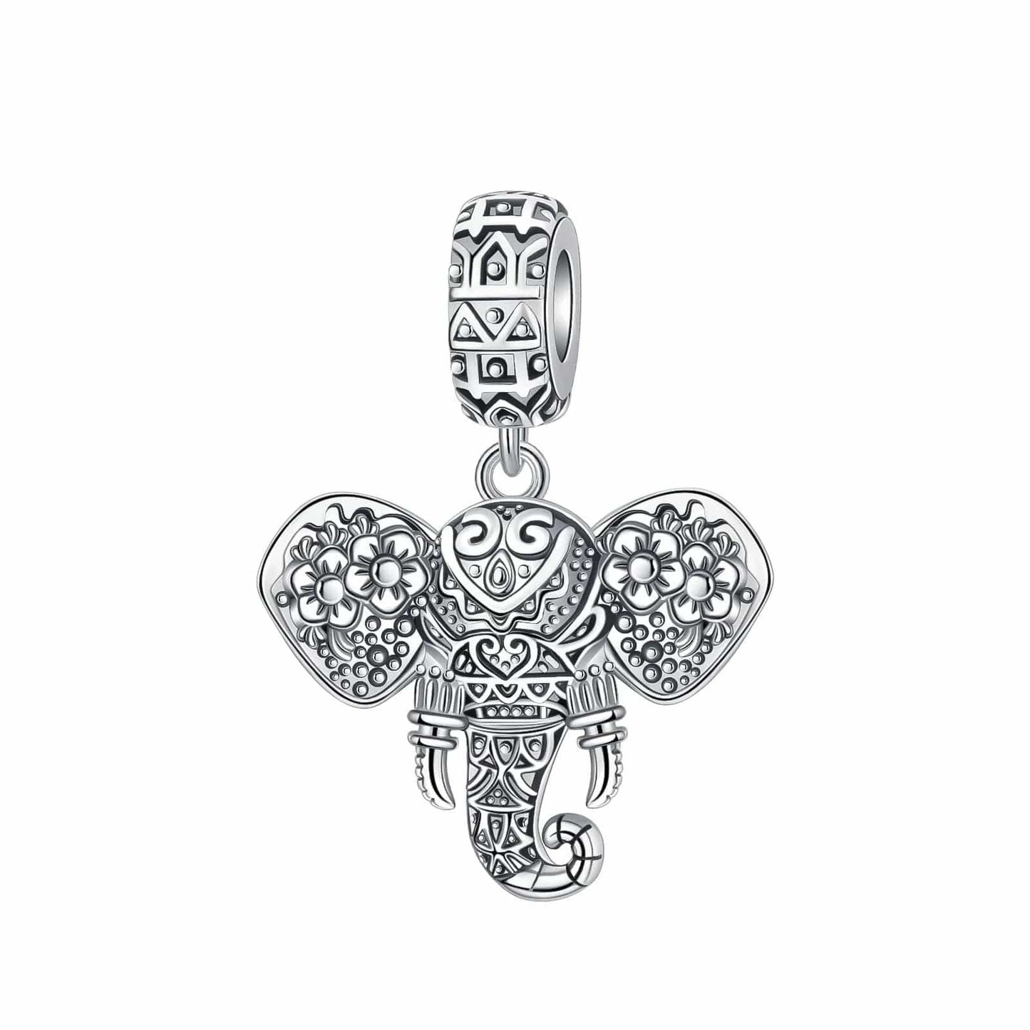 Lucky Elephant Dangle Sterling Silver Charm Hallmarked S925 for Charm Bracelet and Necklace