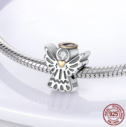 Lucky Guardian Angel Sterling Silver Charm Hallmarked S925 for Charm Bracelet and Necklace