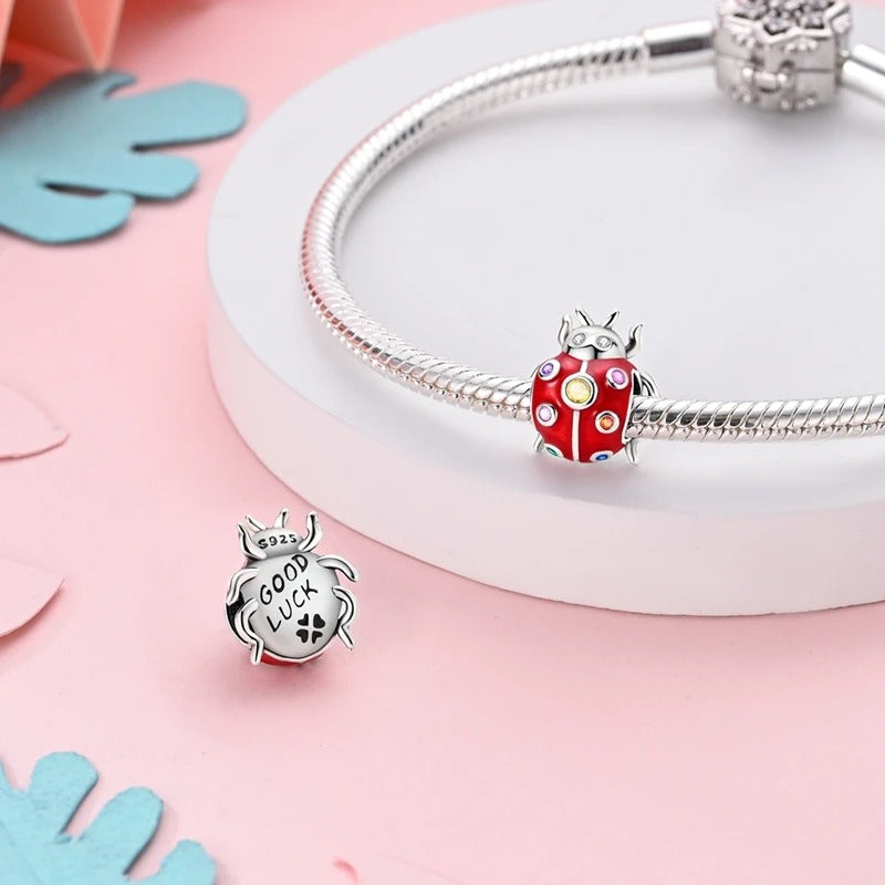 Lucky Ladybug Sterling Silver Charm Hallmarked S925 for Charm Bracelet and Necklace