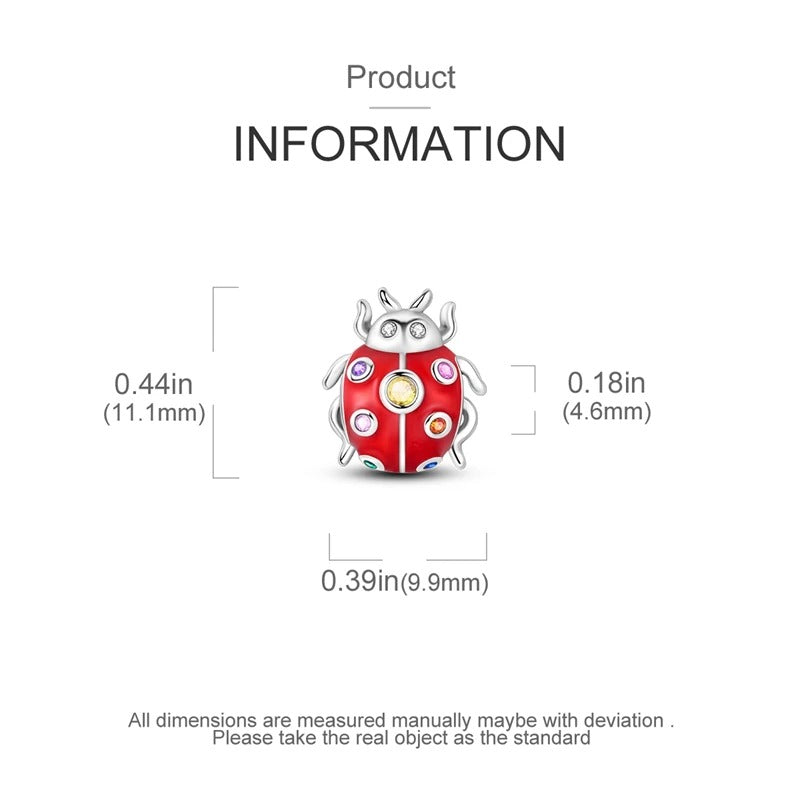 Lucky Ladybug Sterling Silver Charm Hallmarked S925 for Charm Bracelet and Necklace