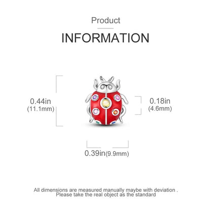 Lucky Ladybug Sterling Silver Charm Hallmarked S925 for Charm Bracelet and Necklace