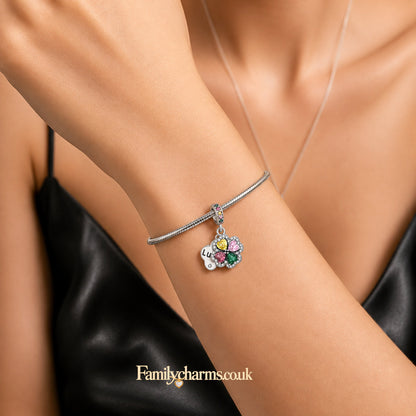 Lucky Clover Dangle Charm Sterling Silver Charm Hallmarked S925 for Charm Bracelet and Necklace