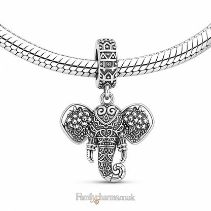 Lucky Elephant Dangle Sterling Silver Charm Hallmarked S925 for Charm Bracelet and Necklace