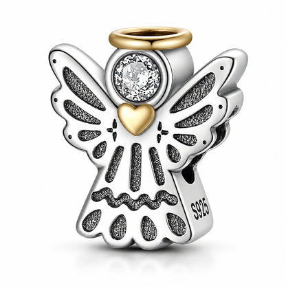 Lucky Guardian Angel Sterling Silver Charm Hallmarked S925 for Charm Bracelet and Necklace
