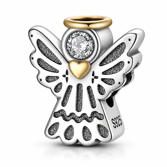 Lucky Guardian Angel Sterling Silver Charm Hallmarked S925 for Charm Bracelet and Necklace