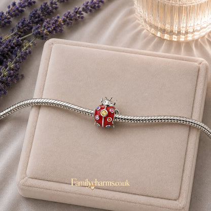 Lucky Ladybug Sterling Silver Charm Hallmarked S925 for Charm Bracelet and Necklace