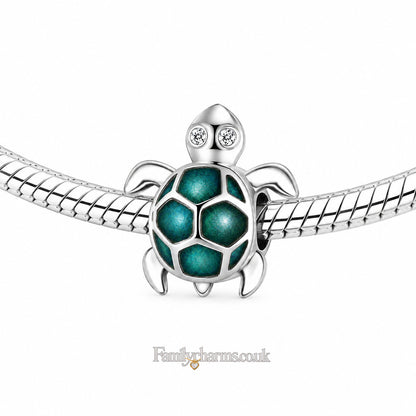 Luminous Cute Turtle Bead Sterling Silver Charm Hallmarked S925 for Charm Bracelet and Necklace
