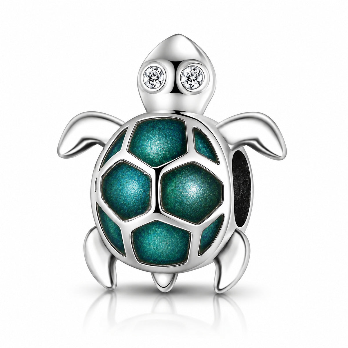 Luminous Cute Turtle Bead Sterling Silver Charm Hallmarked S925 for Charm Bracelet and Necklace