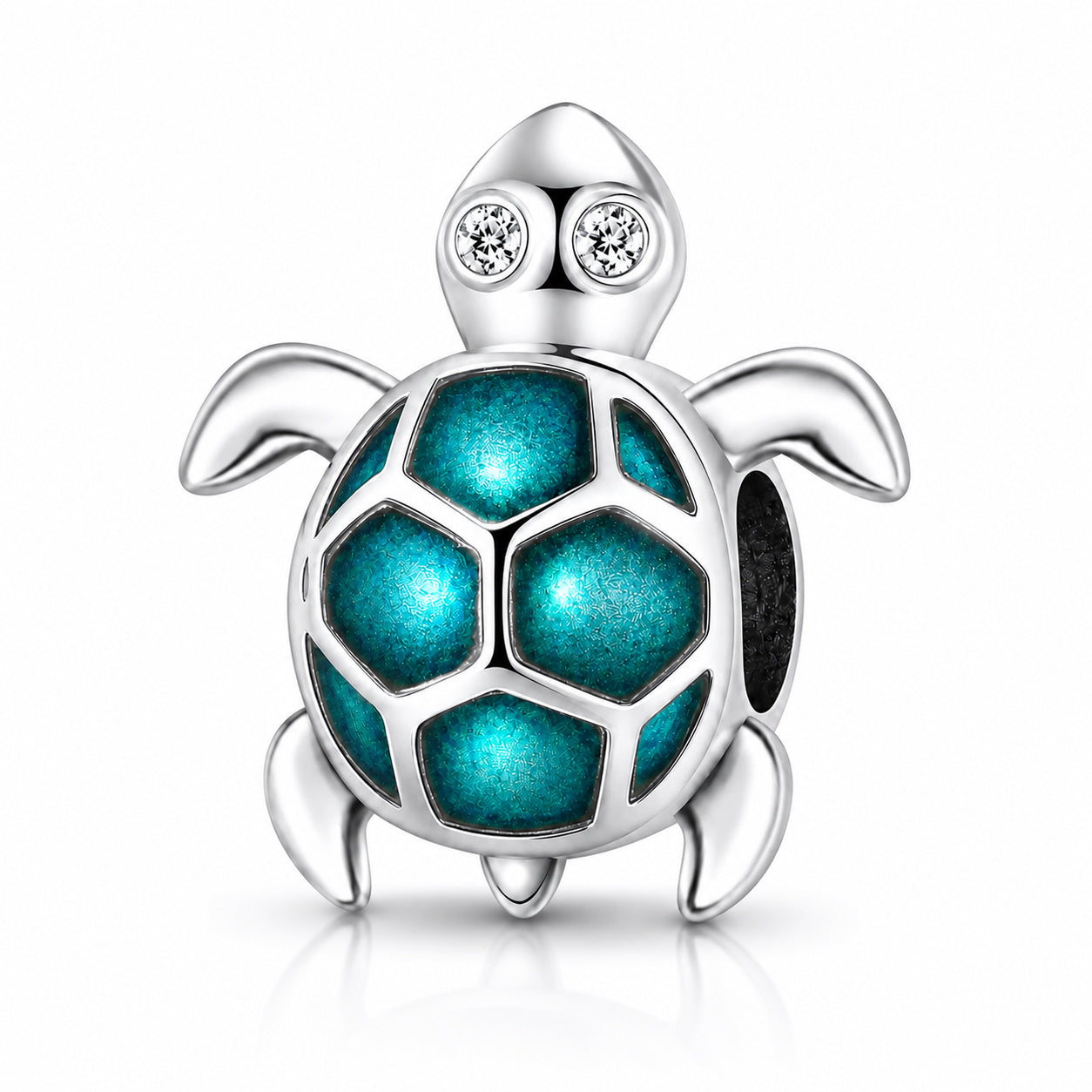 Luminous Cute Turtle Bead Sterling Silver Charm Hallmarked S925 for Charm Bracelet and Necklace
