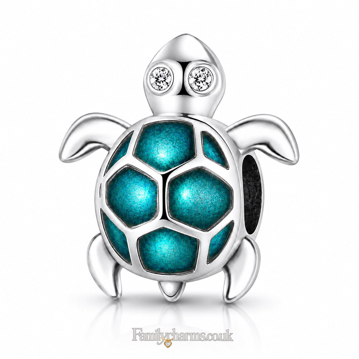 Luminous Cute Turtle Bead Sterling Silver Charm Hallmarked S925 for Charm Bracelet and Necklace