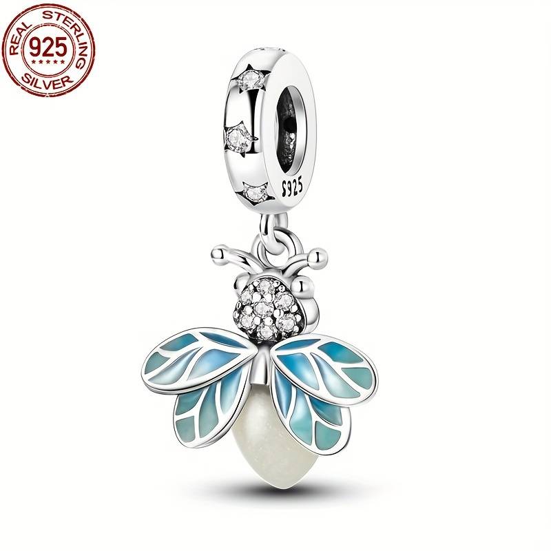 Luminous Glow in the Dark Firefly Charm for Bracelet, S925 Sterling Silver