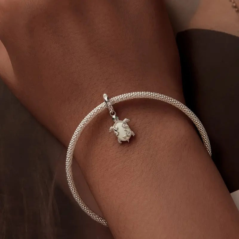 Luminous Sea Turtle Sterling Silver Charm Hallmarked S925 for Charm Bracelet and Necklace