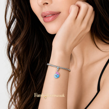 Colour Changing Luminous Snail Sterling Silver Charm Hallmarked S925 for Charm Bracelet and Necklace